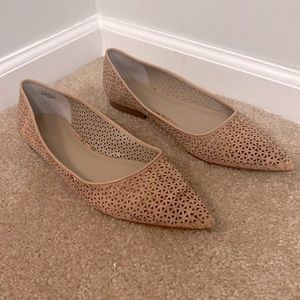 Ann Taylor Perforated Cork Pointy Toe Ballet Flats - size 8.5 - new!